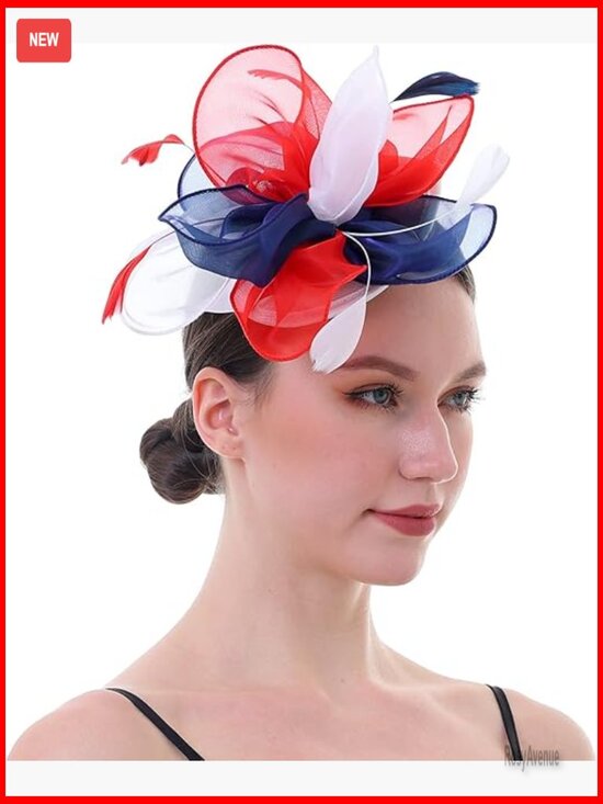 Fascinator Hat with Mesh and Feathers, Floral Headpiece for Weddings and Tea